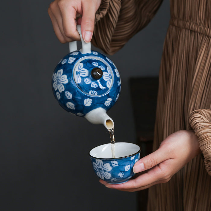 Blue And White Floral Kungfu Tea Set