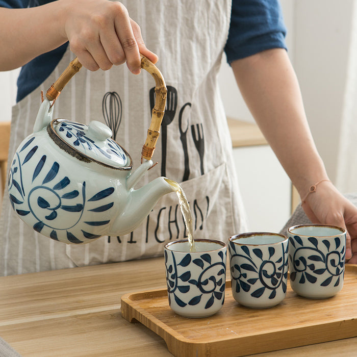 Japanese Style Hand-Painted Underglaze Tea Set
