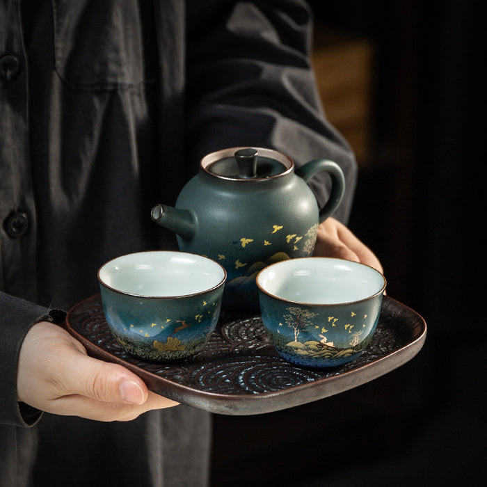 Japanese-Style Ink Color Ceramic Tea Set-3
