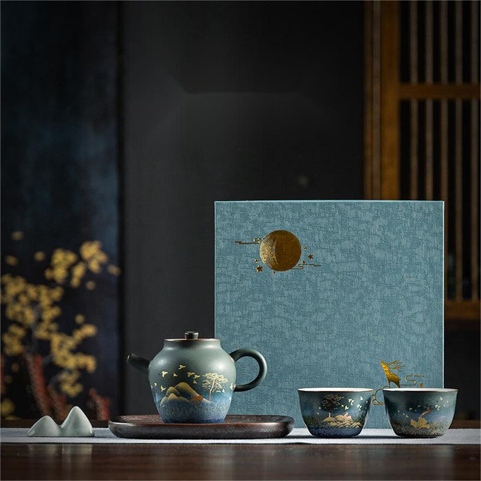 Japanese-Style Ink Color Ceramic Tea Set-2