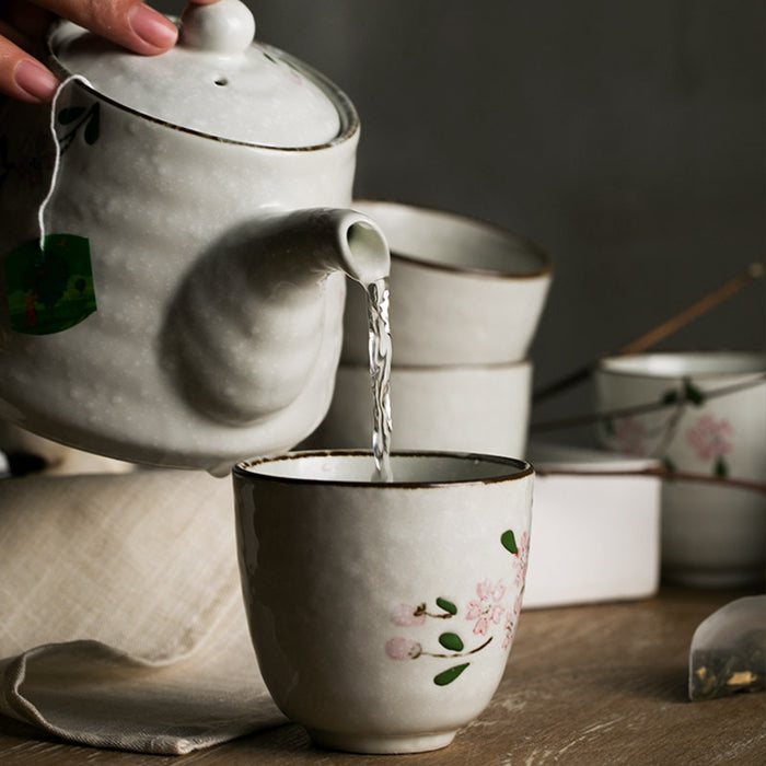 Cherry Blossom Hand-Painted Underglaze Tea Set