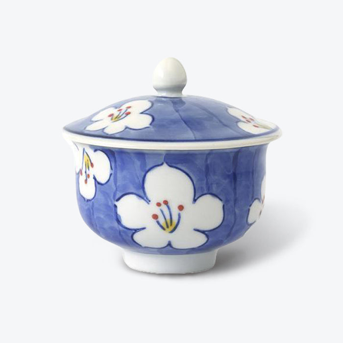 Japanese Flower Handpainted Tea Cup with Lid