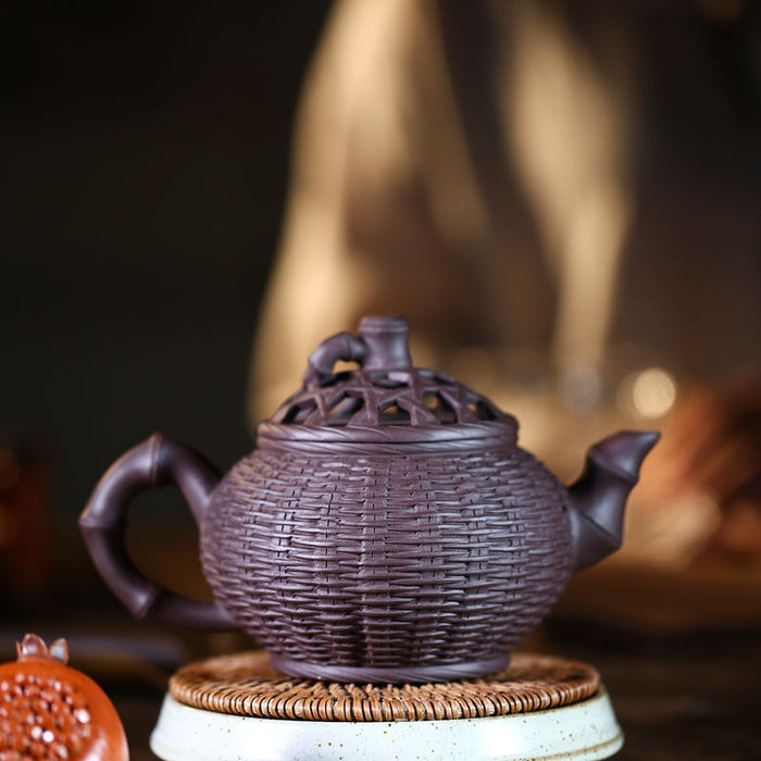 Chinese YiXing Zisha Handmade Pan Teapot