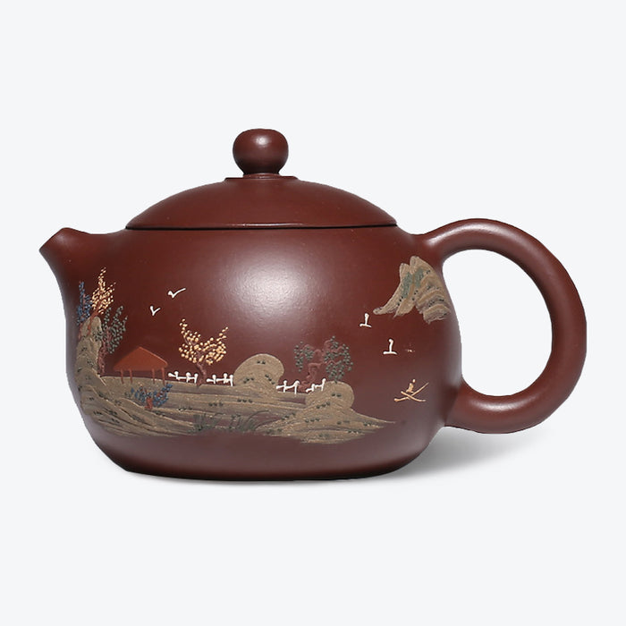 Mountain Landscape YiXing Zisha XiShi Teapot