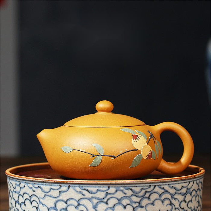 Yixing Yellow Peach Flat Xishi Teapot