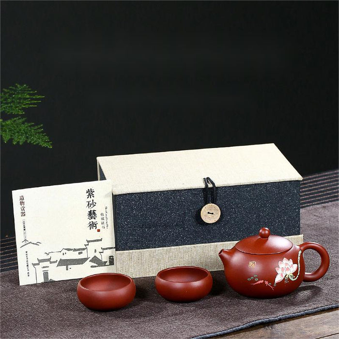 Yixing Handmade Pink Lotus Tea Set