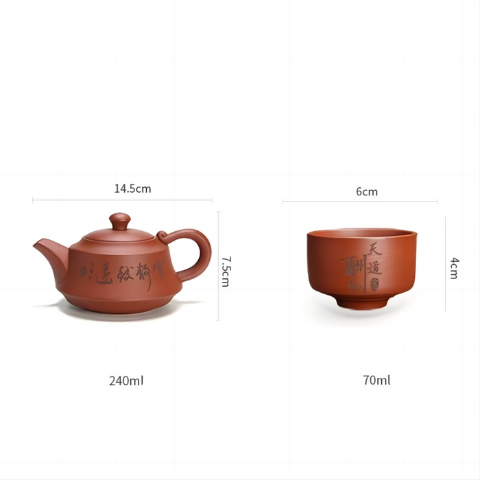 Yixing Carved Zisha Tea Set-9