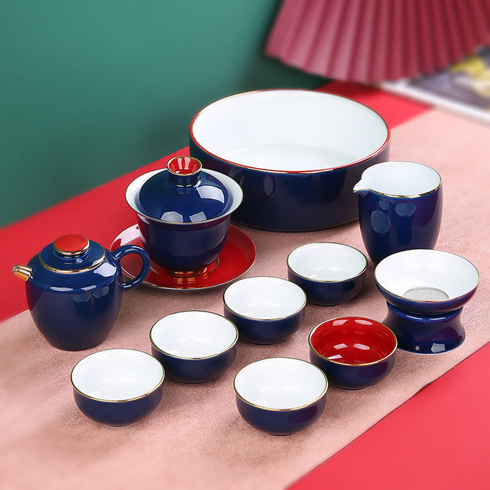 Blue Chinese Ceramic Kung Fu Tea Set
