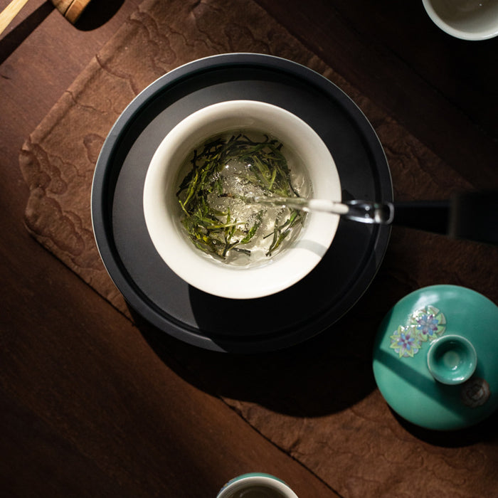 Green Floral Ceramic Kung Fu Tea Set