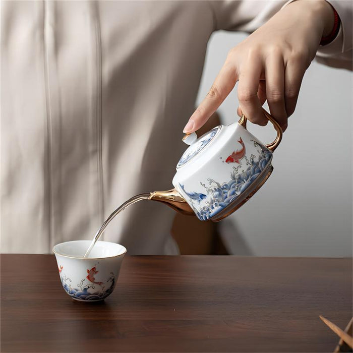 Carp and Sea Porcelain Kung Fu Tea Set