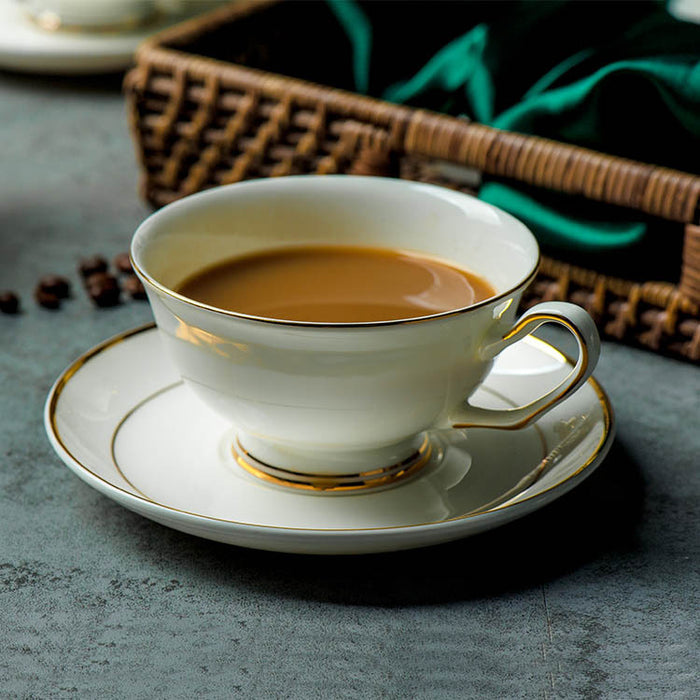 Golden Trim Elegent Bone China Coffee & Tea Set