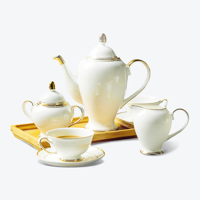 Golden Trim Elegent Bone China Coffee & Tea Set