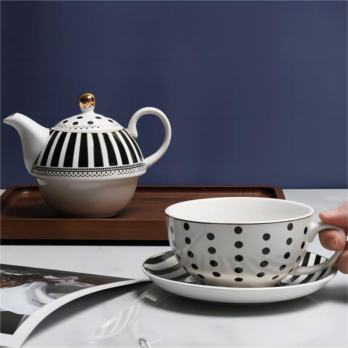 Polka Dot And Stripe Bone China Tea For One Set