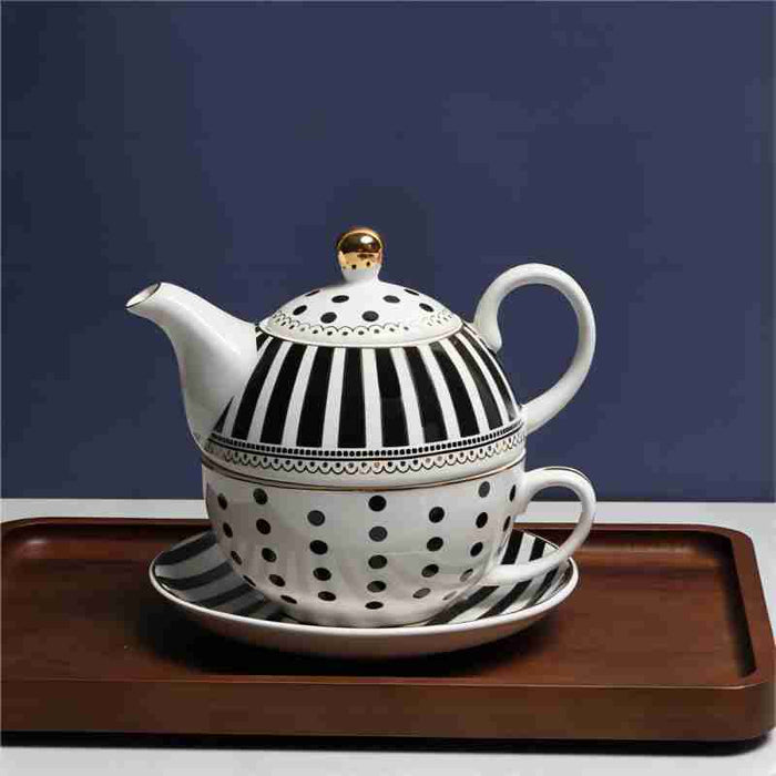 Polka Dot And Stripe Bone China Tea For One Set