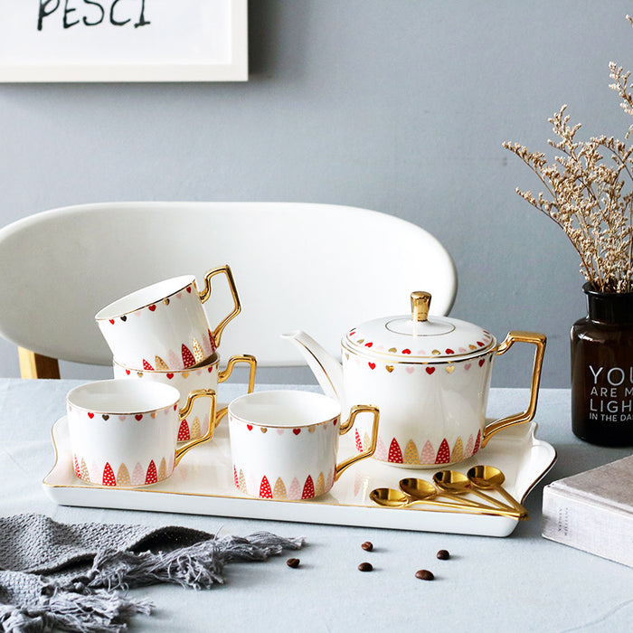 Modern Golden Trim Fine Ceramic Tea Set