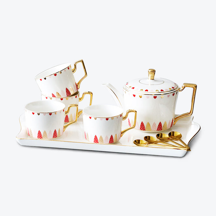 Modern Golden Trim Fine Ceramic Tea Set