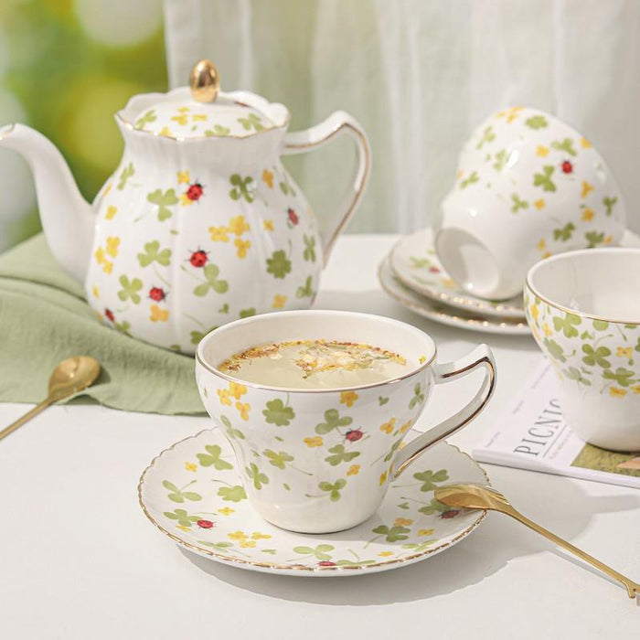 Four-Leaf Clover Meadow Porcelain Coffee & Tea Set
