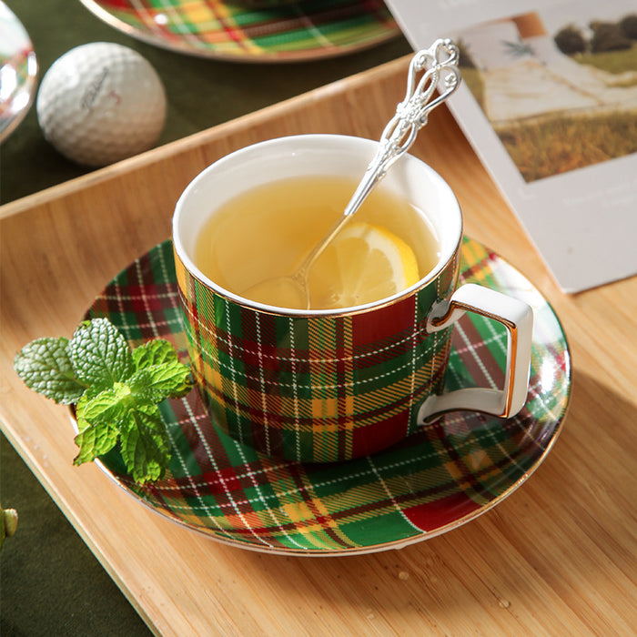 European Green Plaid Afternoon Tea & Coffee Set