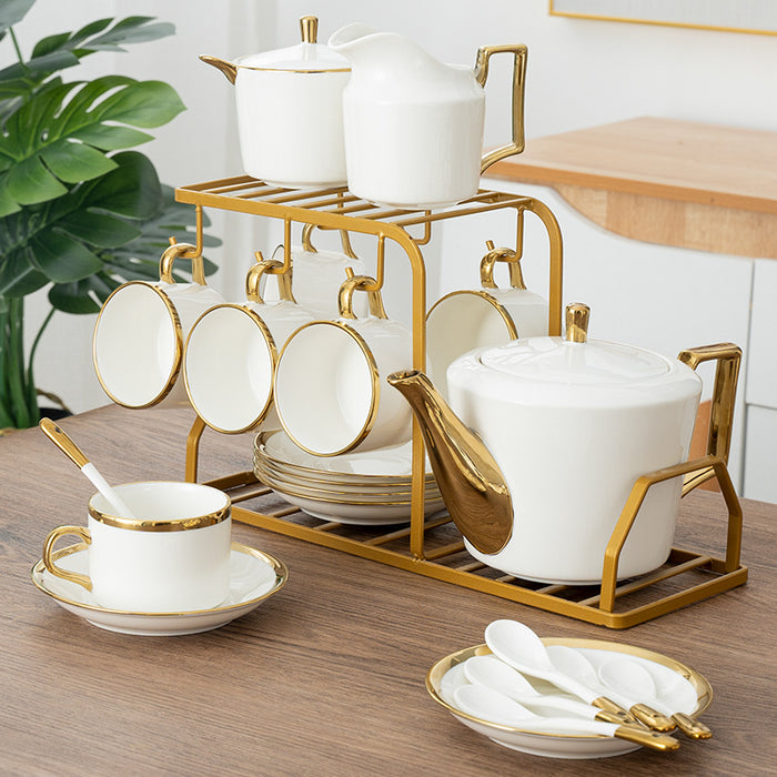 European Golden Trim Luxurious Coffe & Tea Set