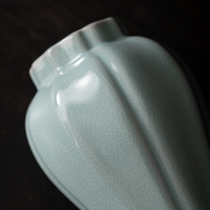 Cyan-Blue Chinese Ruyao Ceramic Vase