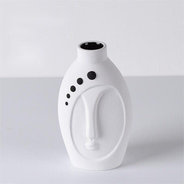 Nordic Black And White Face Ceramic Vase