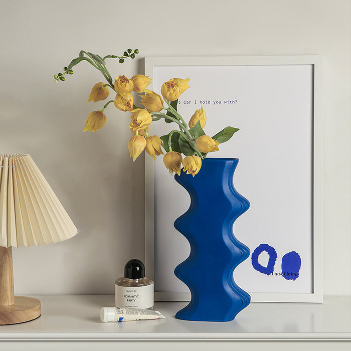 Klein Blue Geometric Ceramic Vase