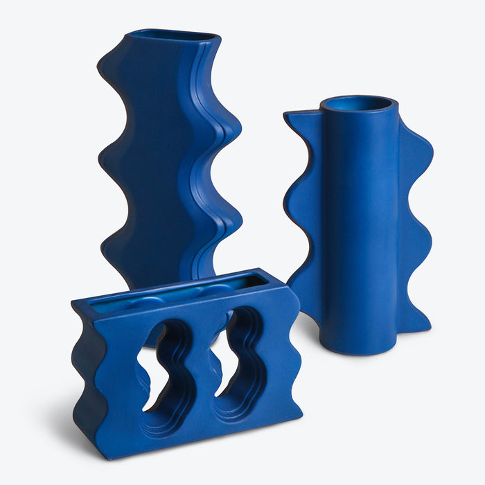 Klein Blue Geometric Ceramic Vase
