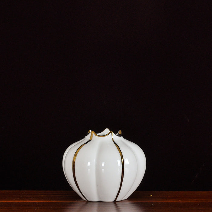 Chinese White Pumpkin Ceramic Vase
