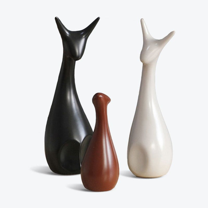 A Set Of 3 Deer Nordic Ceramic Ornaments
