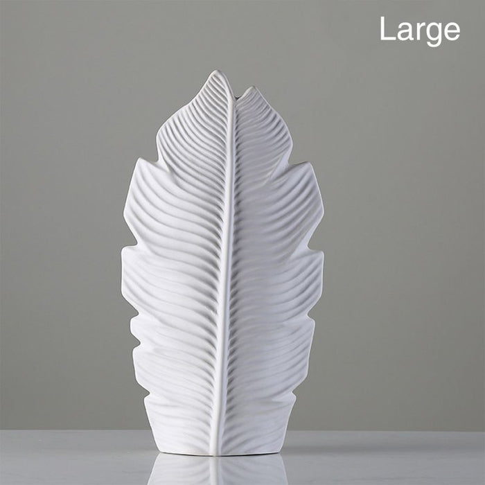 Nordic White Leaf Ceramic Vase