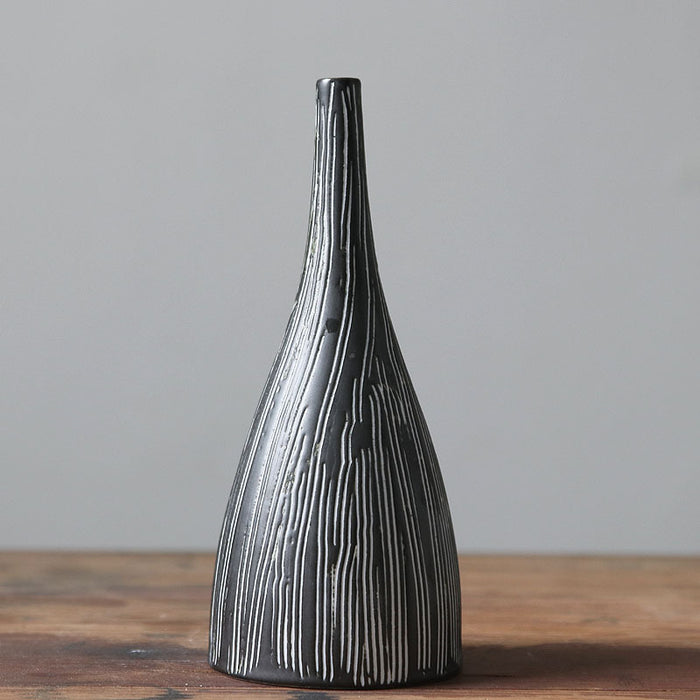 Chinese Vertical Stripe Ceramic Vase