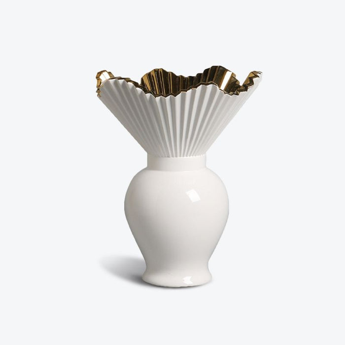 White Lotus Leaf -Shaped Ceramic Vase