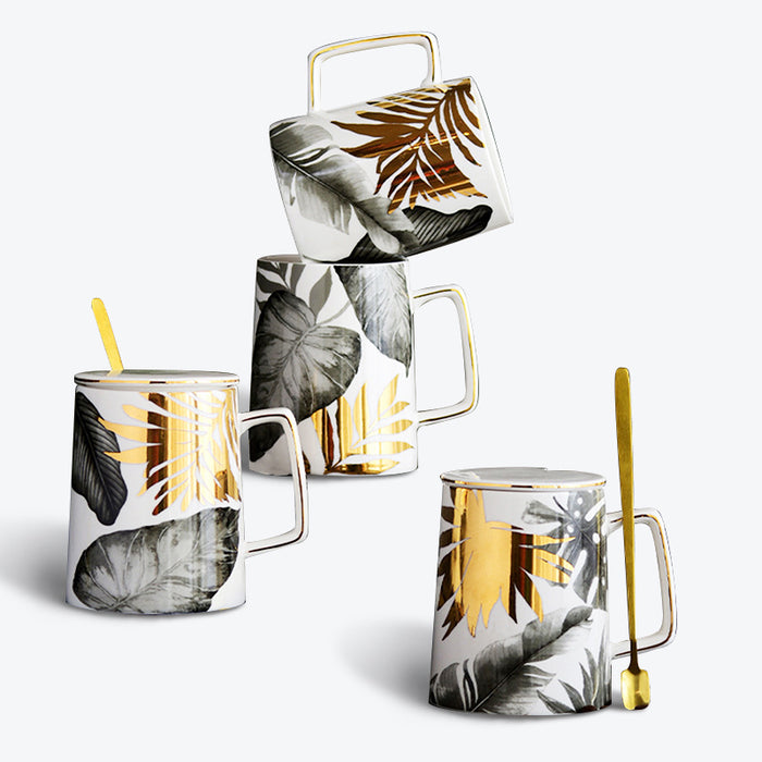 Nordic Simple Mug with Lid & Spoon Gift Set