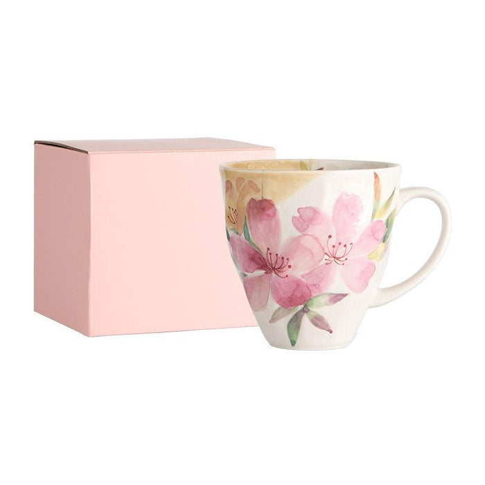 Japanese Style Blooming Flower Ceramic Mug