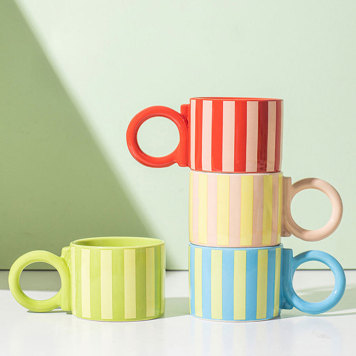Modern Stripe Pattern Ceramic Mug Set