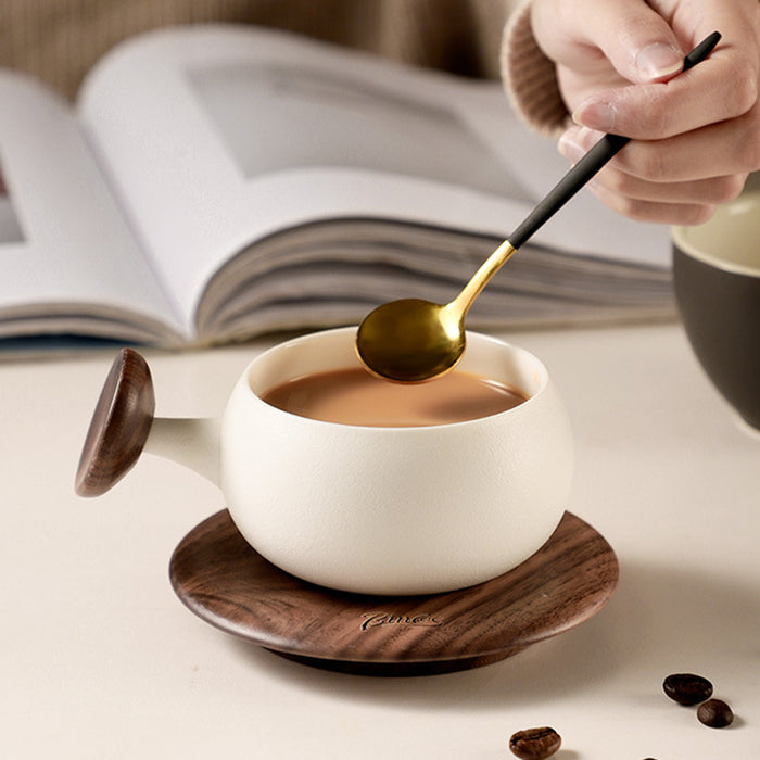 Japanese Style Walnut Handle Coffee Cup