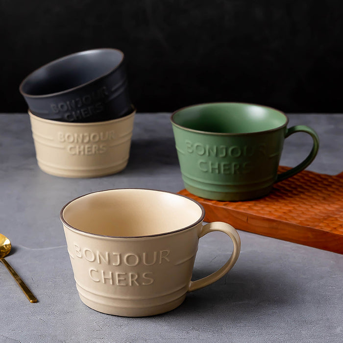 Modern Ceramic Underglaze Letter Pattern Mug