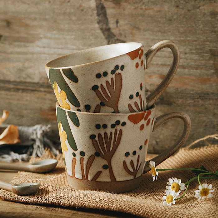 Rustic Ceramic Hand-Painted Underglaze Mug