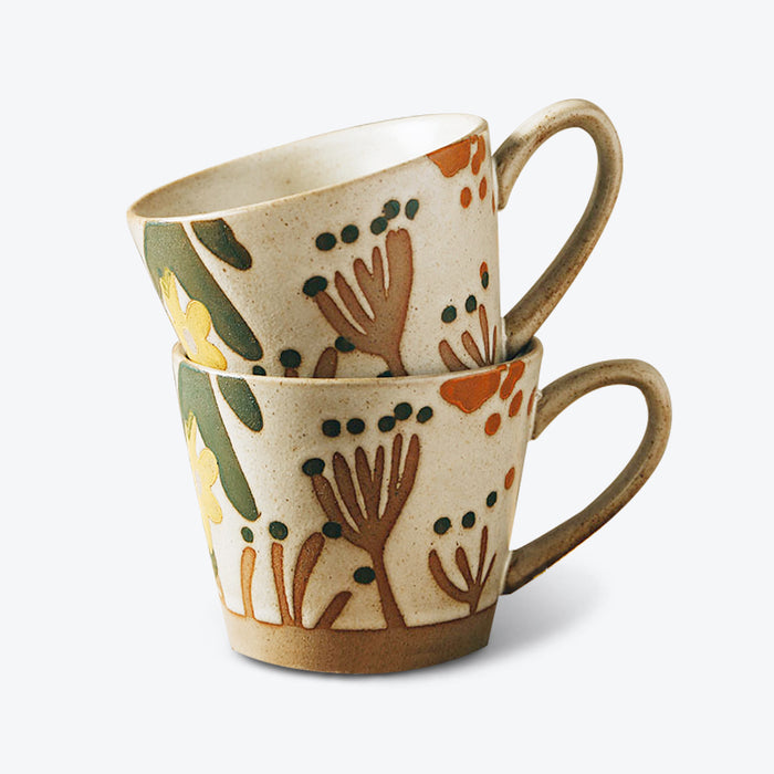 Rustic Ceramic Hand-Painted Underglaze Mug