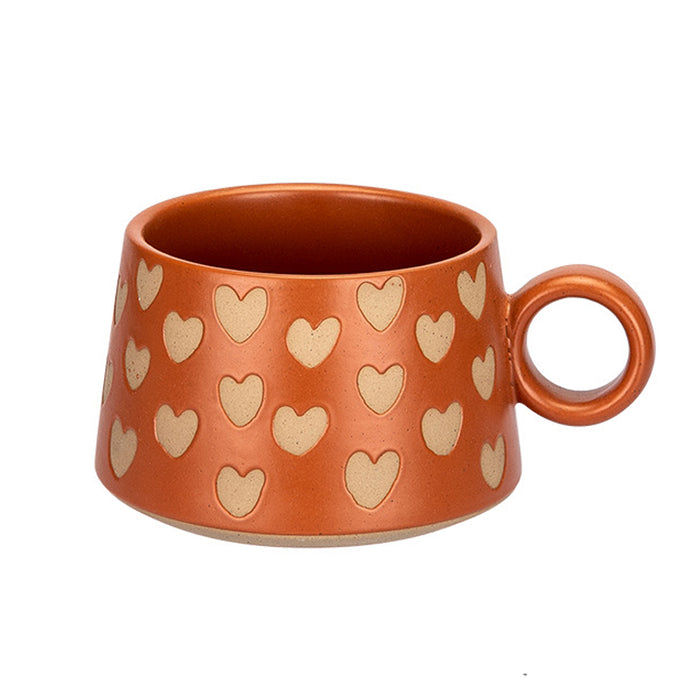 Modern Ceramic Underglaze Mug with Heart Pattern