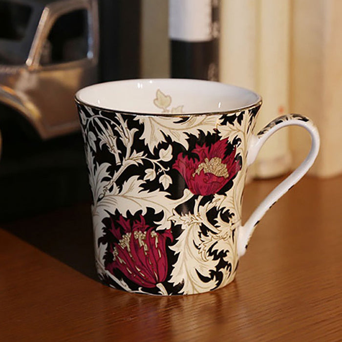 European Fine Bone China Flower Pattern Coffee Mug