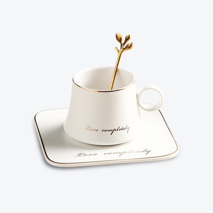 Modern Gold Rim Ceramic Coffee Cup