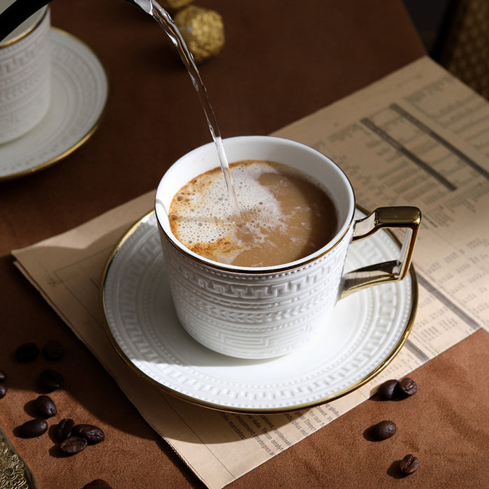 White British Gold Rim Ceramic Coffee Cup
