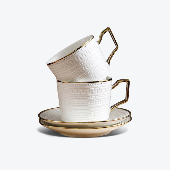 White British Gold Rim Ceramic Coffee Cup