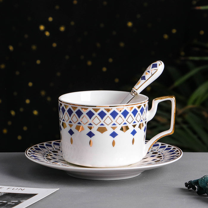 British Geometric Pattern Ceramic Coffee Cup