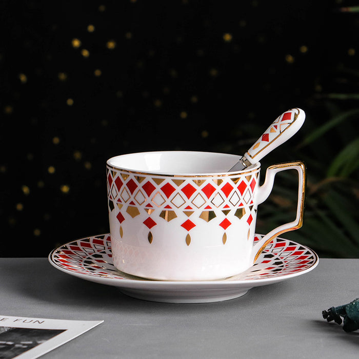 British Geometric Pattern Ceramic Coffee Cup