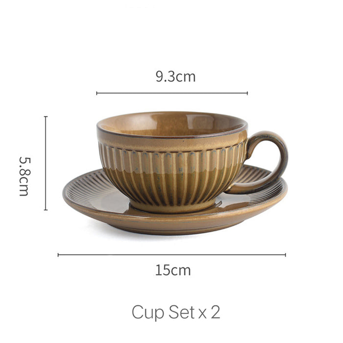 Japanese Retro Vertical Stripes Ceramic Coffee Cup