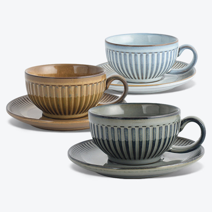 Japanese Retro Vertical Stripes Ceramic Coffee Cup