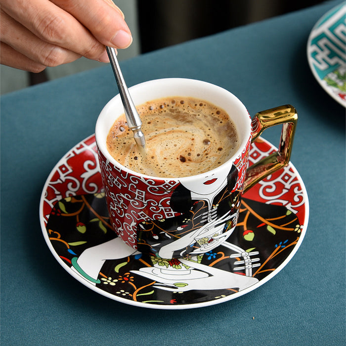 Chinese Cheongsam Ceramic Coffee Cup