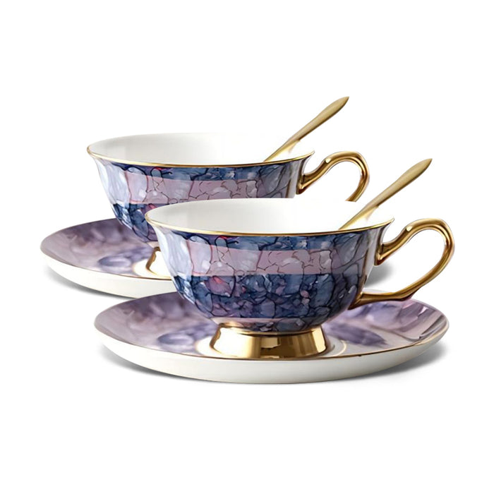 British Hand-painted Ceramic Coffee Cup With Gold Trim